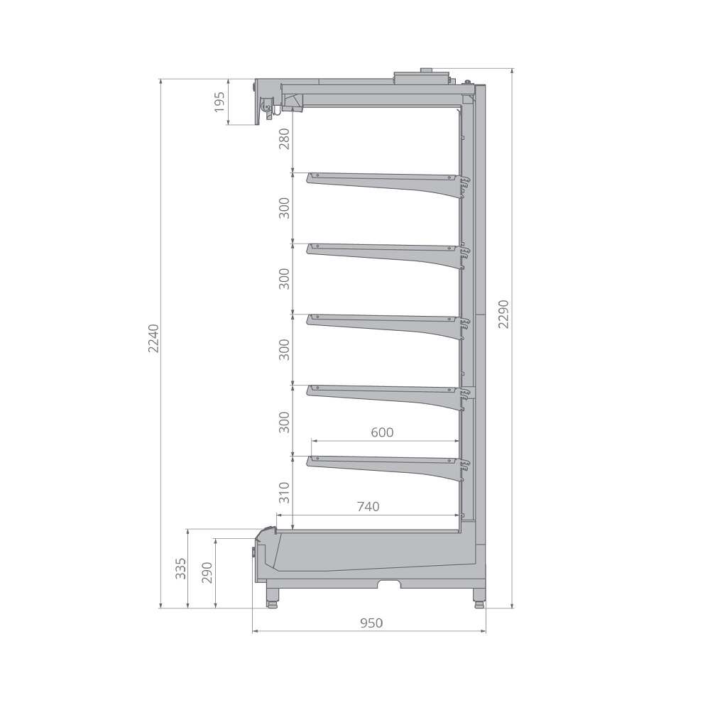 Витринная холодильная горка Brandford VR 3,75м — 6